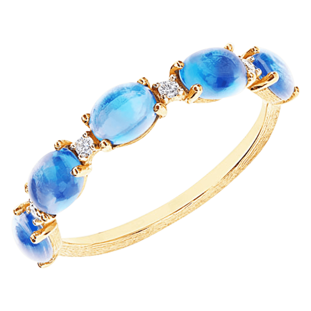 Brillantring 0,06 ct Blautopas 750er Gelbgold Dancing Azure