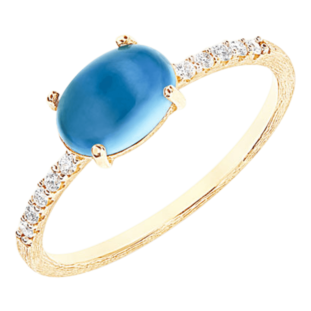 Brillantring 0,09 ct Blautopas 750er Gelbgold Dancing Azure