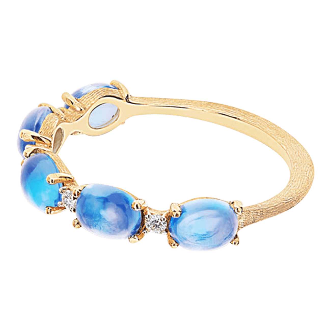 Brillantring 0,06 ct Blautopas 750er Gelbgold Dancing Azure