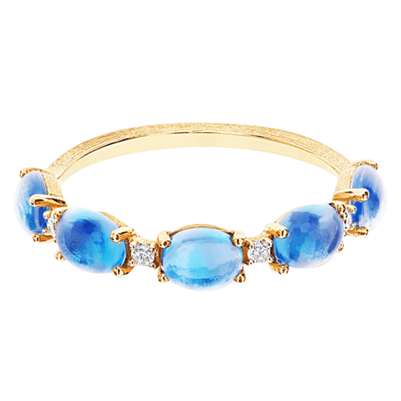 Brillantring 0,06 ct Blautopas 750er Gelbgold Dancing Azure