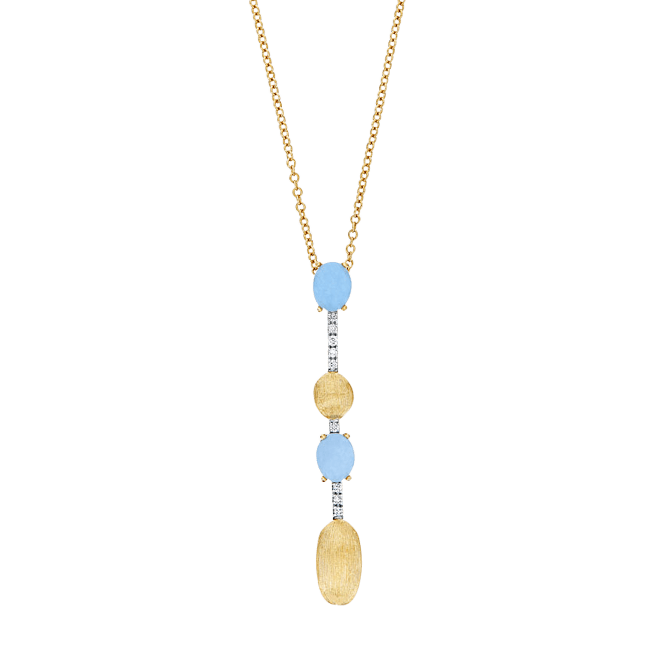 Brillantkette 0,04 ct Aquamarin 750er Gelbgold Dancing Azure
