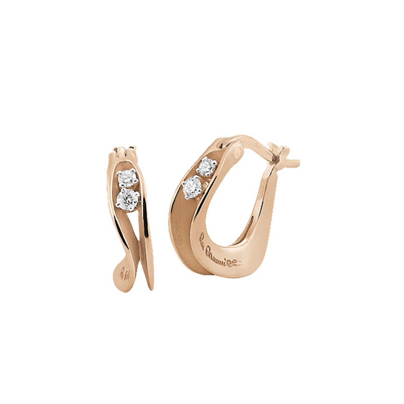 Ohrringe Brillant 0,16 ct 750er Orange Apricot Gold Dune