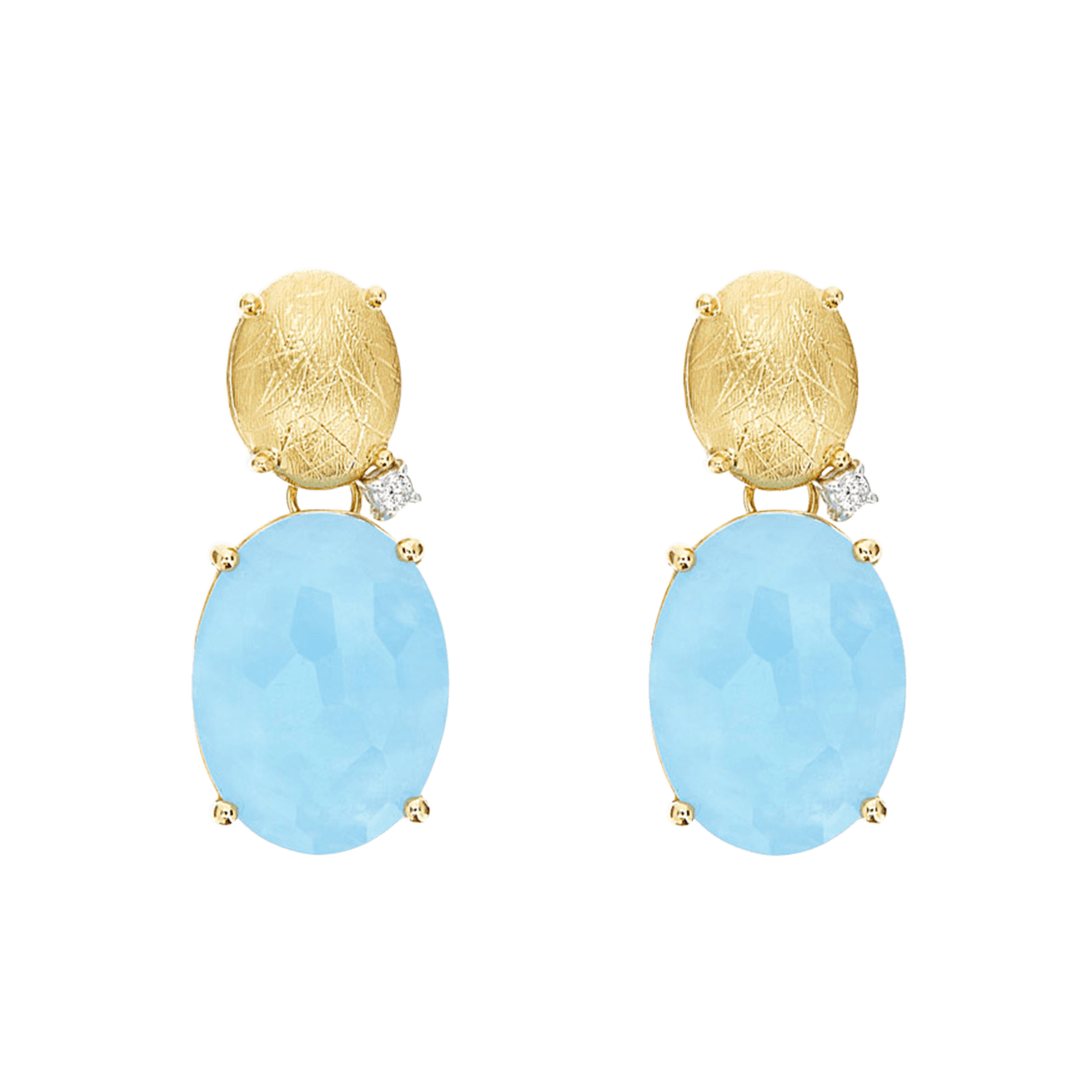 Ohrringe Brillant 0,04 ct Aquamarin 750er Gelbgold Ipanema