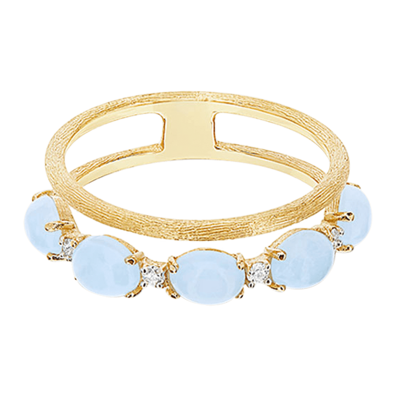 Brillantring 0,06 ct Aquamrin 750er Gelbgold Dancing Azure