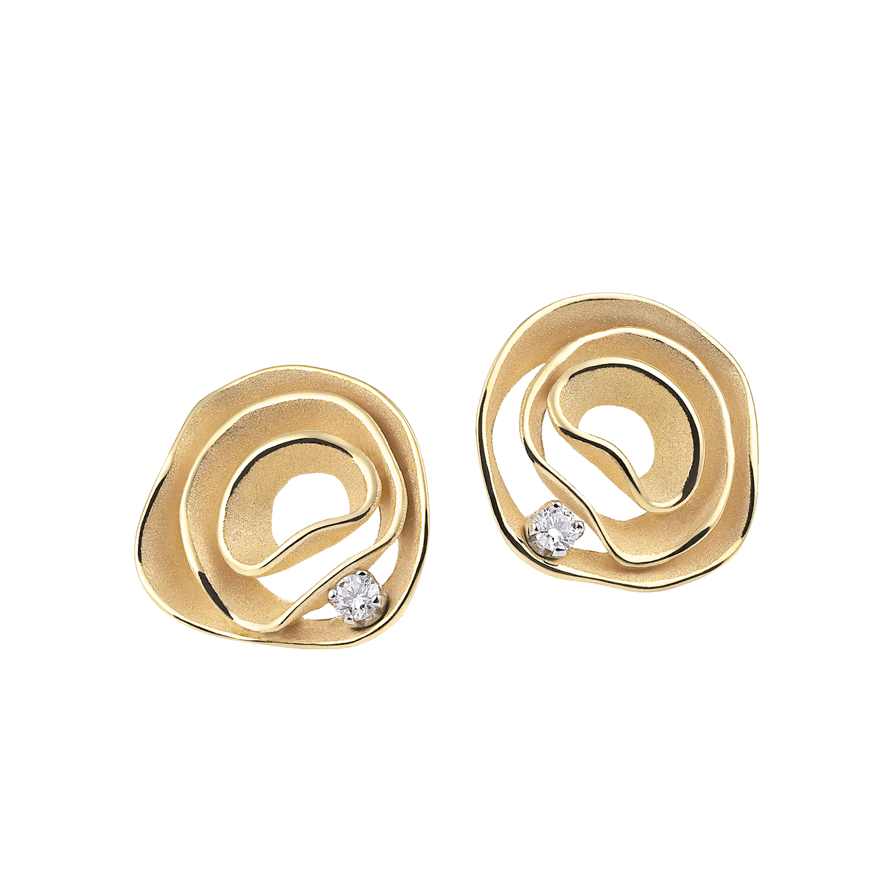 Ohrringe Brillant 0,08 ct 750er Yellow Sunrise Gold Dune