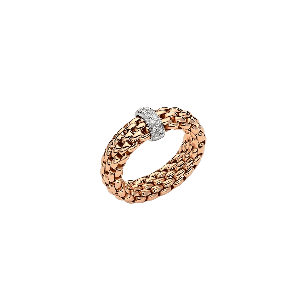 Brillantring 0,10 ct 750er Gold bicolor Flexit