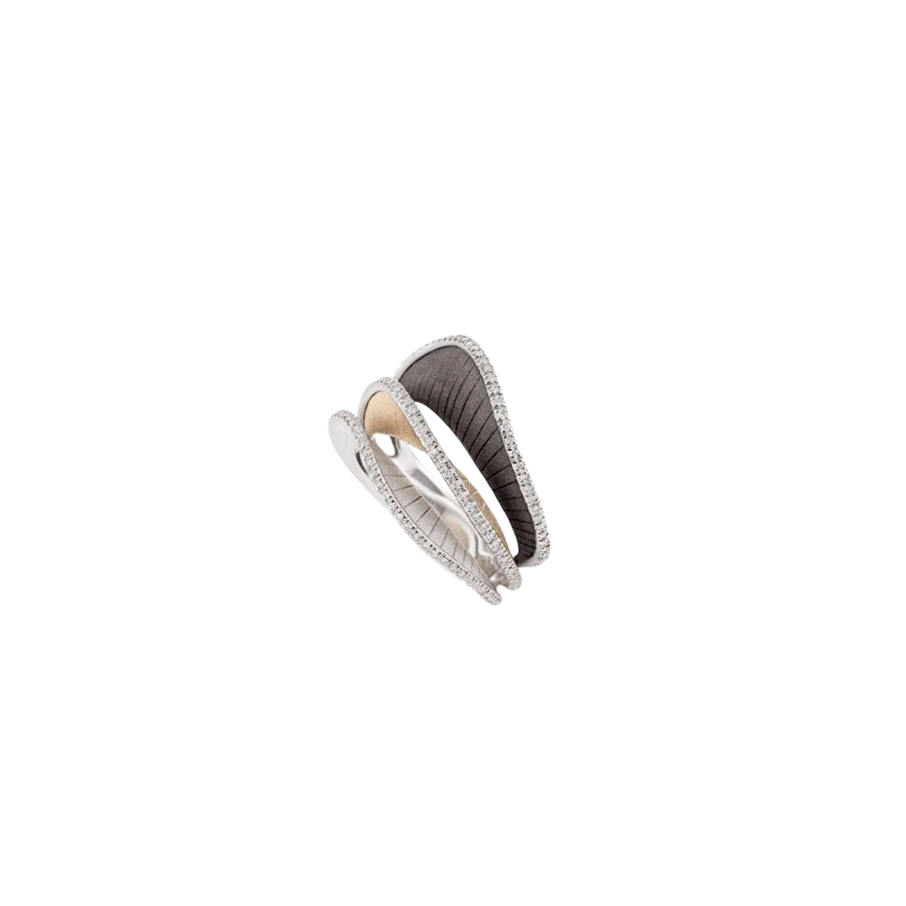 Brillantring 0,36 ct 750er White Ice, Natural Beige und Black Lava Gold Regina