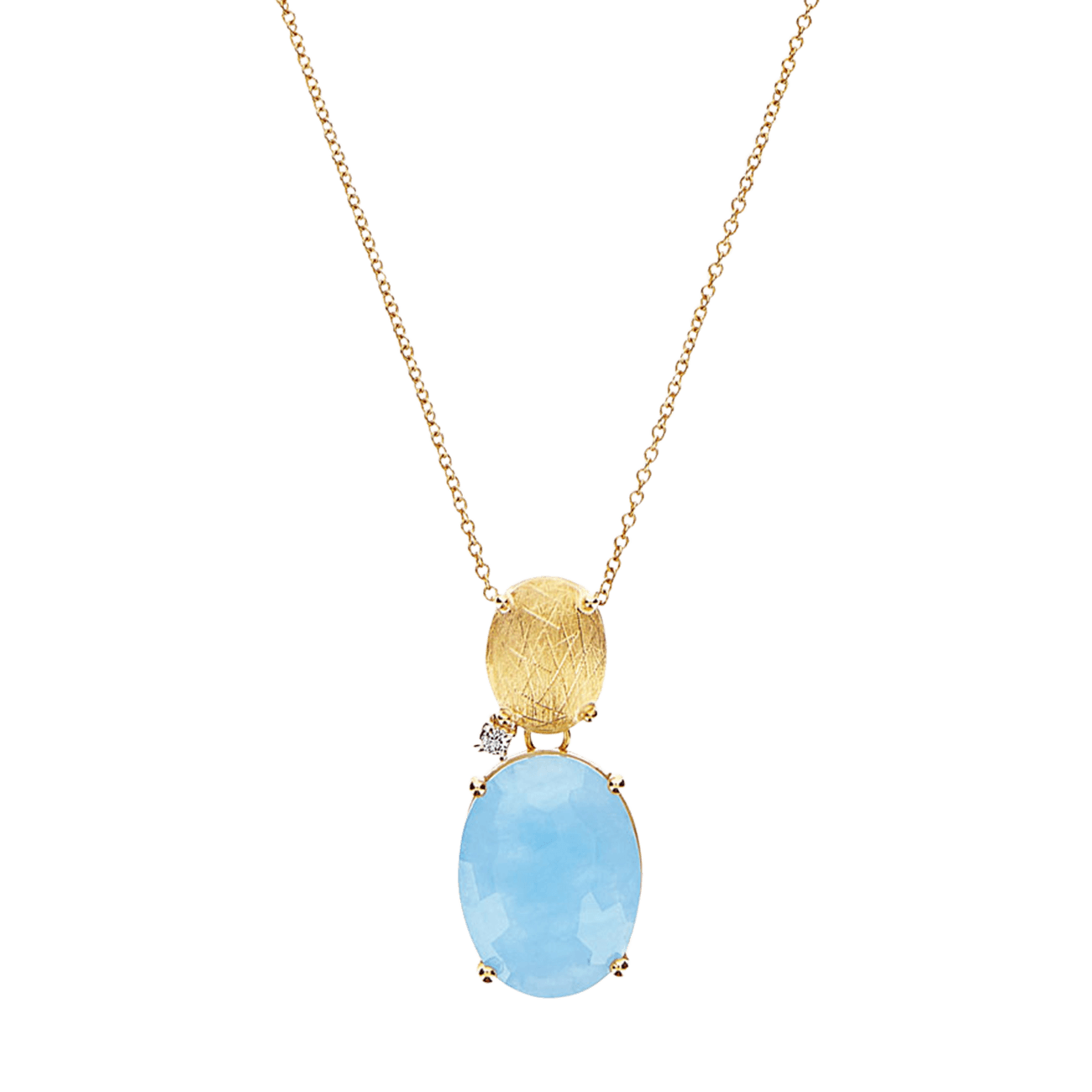 Kette Brillant 0,02ct Aquamarin 750er Gelbgold Ipanema