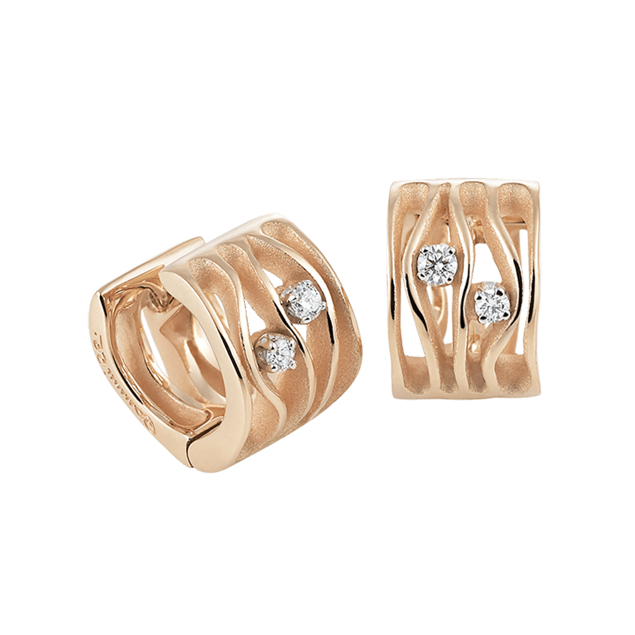 Ohrringe Brillant 0,11 ct 750er Orange Apricot Gold Dune