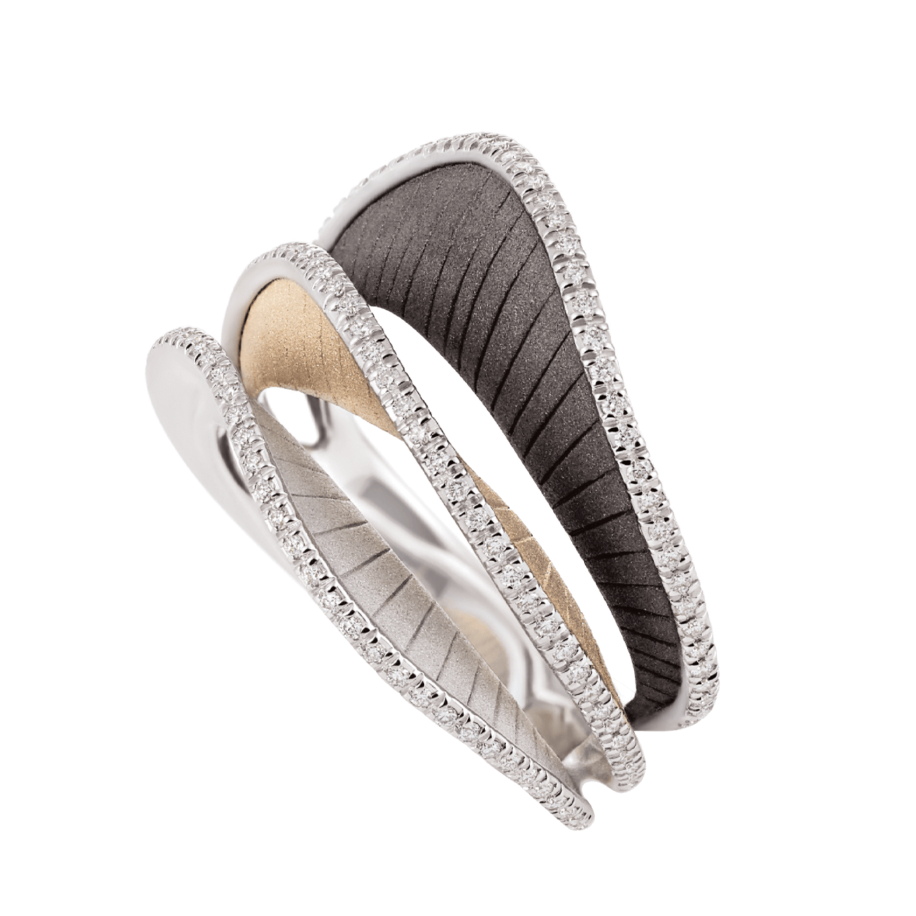 Brillantring 0,36 ct 750er  White Ice, Natural Beige und Black Lave Gold Regina