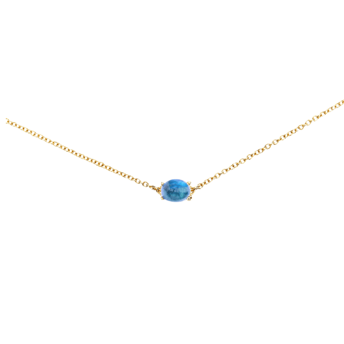 Kette Blautopas Aquamarin 750er Gelbgold Dancing Azure