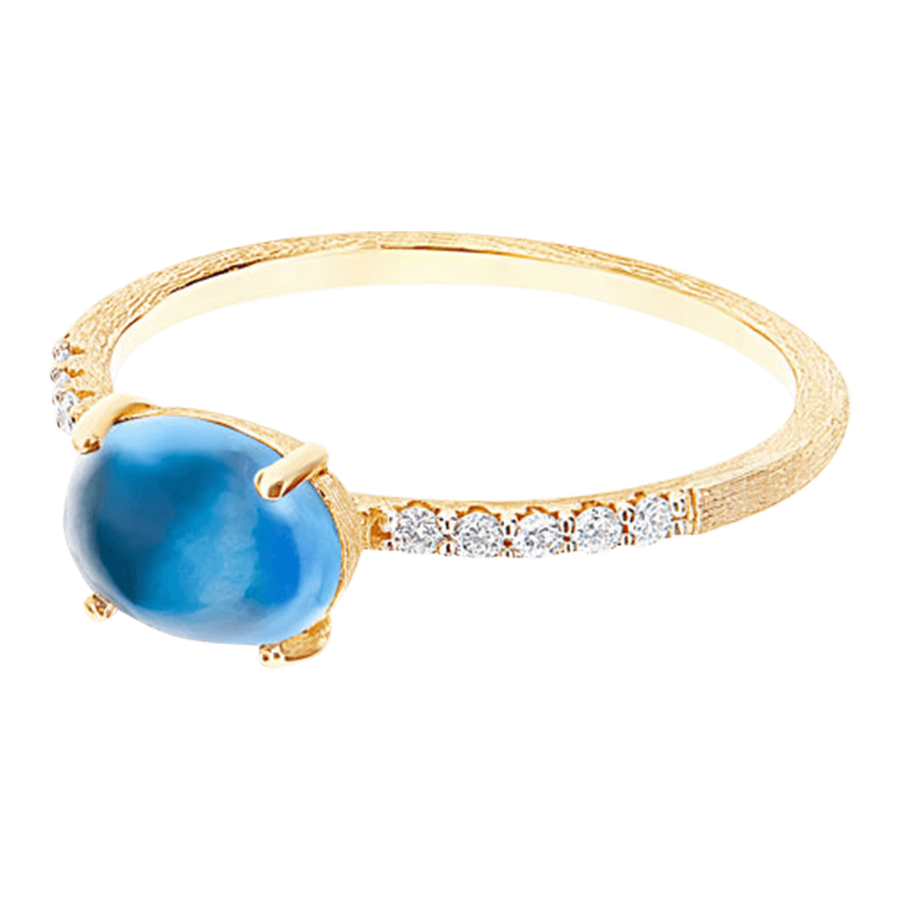 Brillantring 0,09 ct Blautopas 750er Gelbgold Dancing Azure