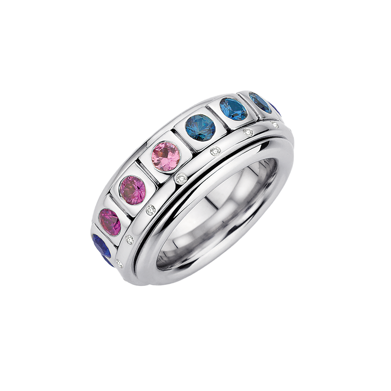 Brillantring 0,10 ct Saphir 750er Weissgold Little Tango