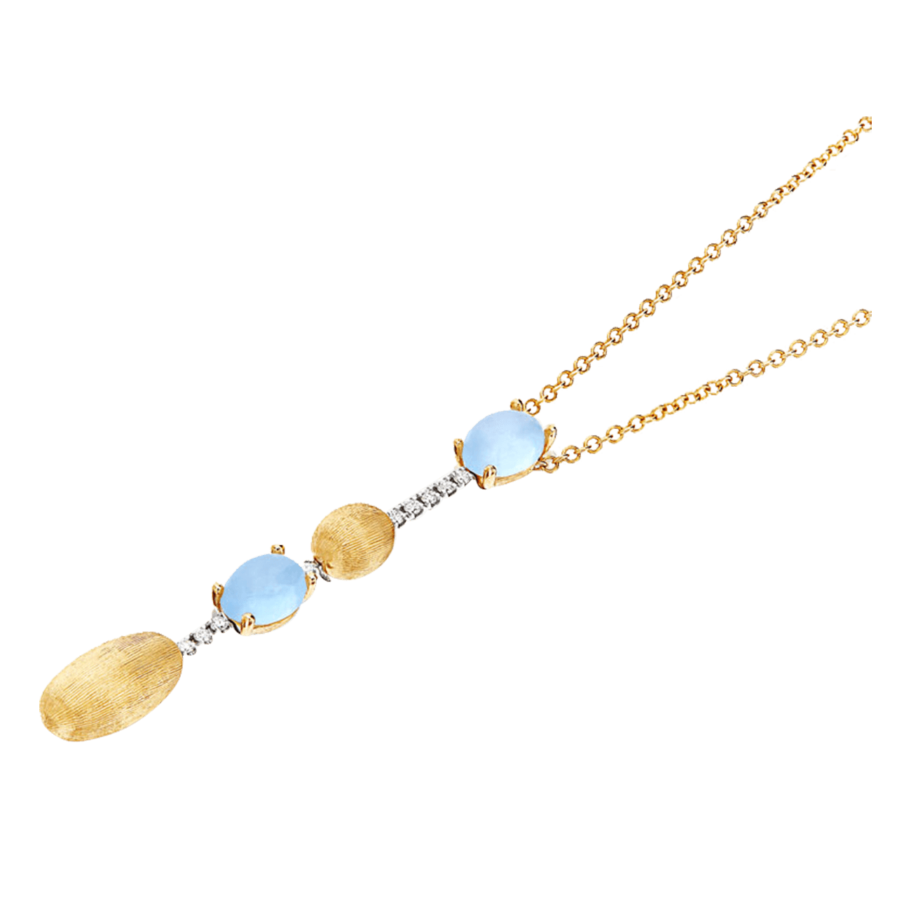 Brillantkette 0,04 ct Aquamarin 750er Gelbgold Dancing Azure
