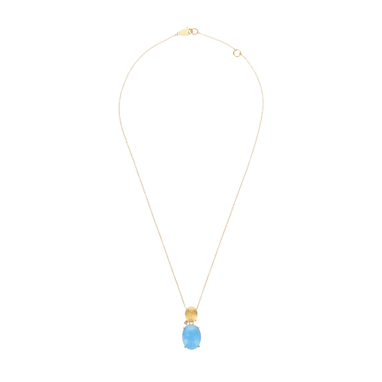 Kette Brillant 0,02ct Aquamarin 750er Gelbgold Ipanema