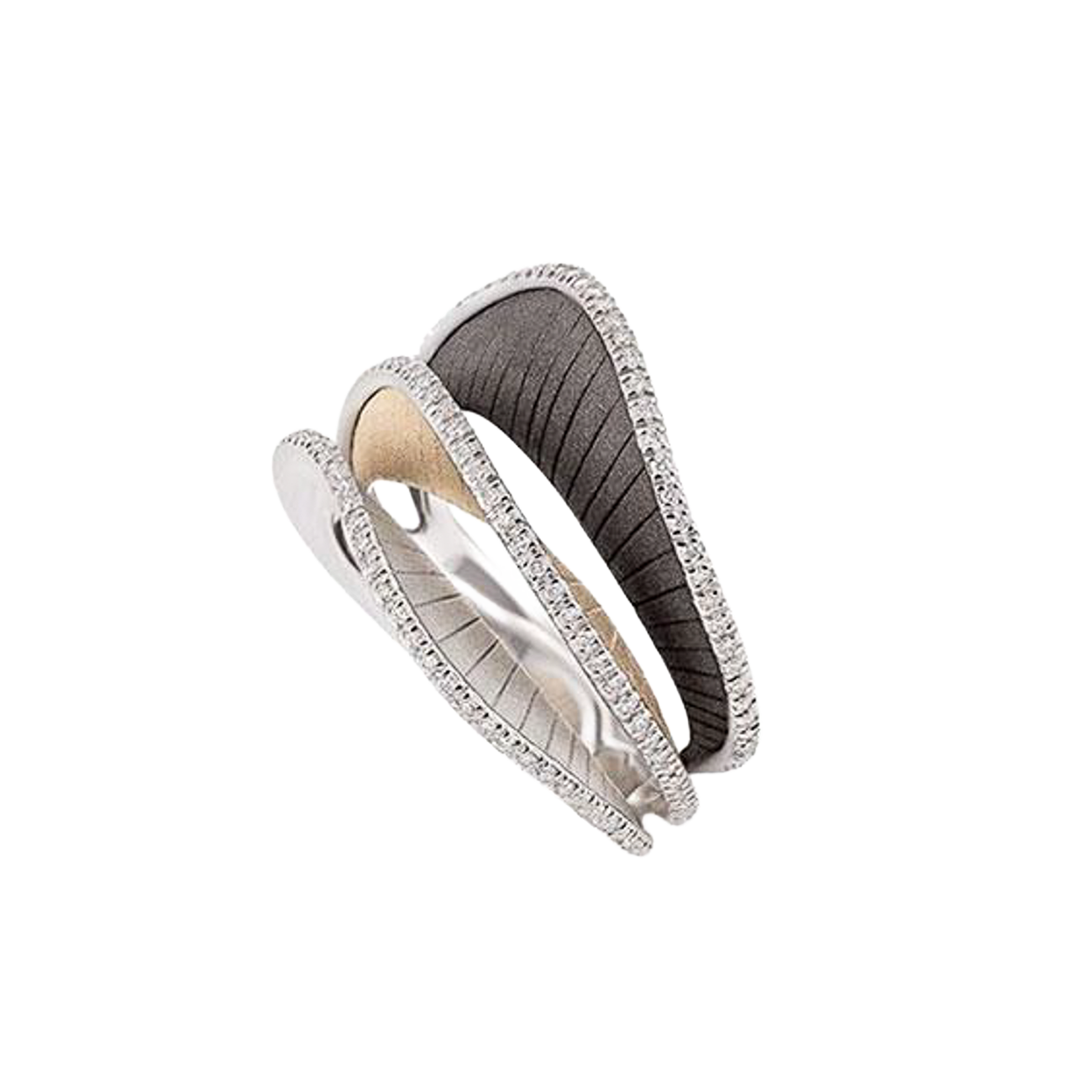 Brillantring 0,36 ct 750er White Ice, Natural Beige und Black Lava Gold Regina