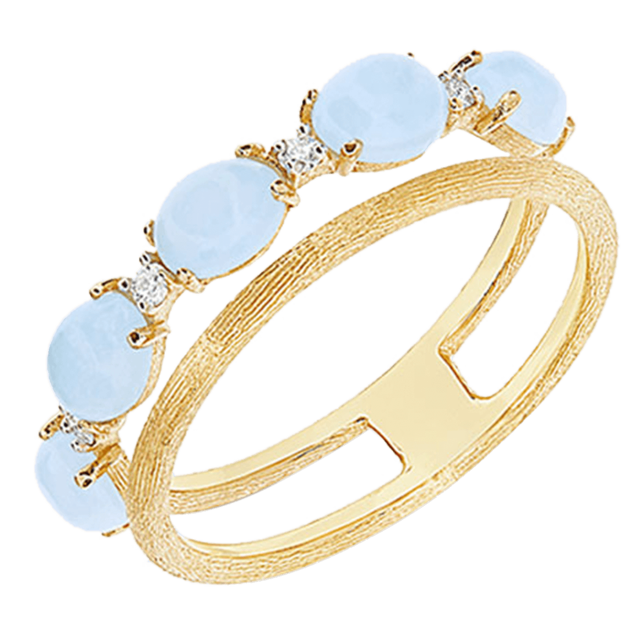 Brillantring 0,06 ct Aquamrin 750er Gelbgold Dancing Azure
