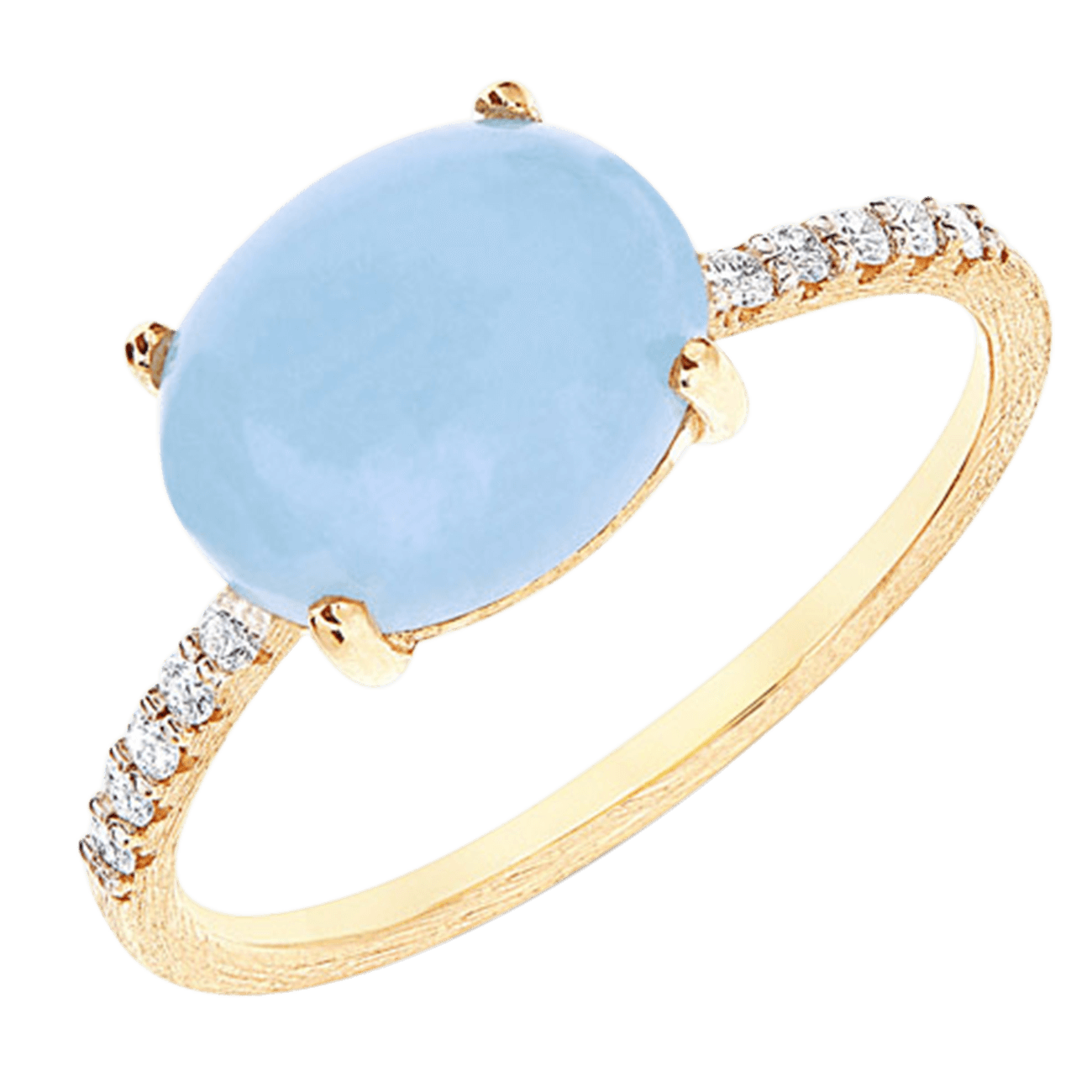 Brillantring 0,09 ct Aquamarin 750er Gelbgold Dancing Azure